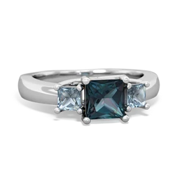 Alexandrite Three Stone Trellis 14K White Gold ring R4015