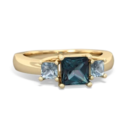 Alexandrite Three Stone Trellis 14K Yellow Gold ring R4015