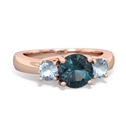 Alexandrite Three Stone Round Trellis 14K Rose Gold ring R4018