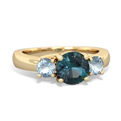 Alexandrite Three Stone Round Trellis 14K Yellow Gold ring R4018