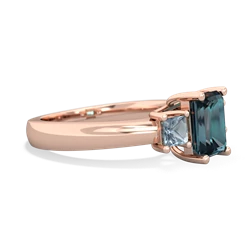 Alexandrite Three Stone Emerald-Cut Trellis 14K Rose Gold ring R4021