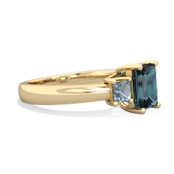 Alexandrite Three Stone Emerald-Cut Trellis 14K Yellow Gold ring R4021