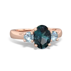 Alexandrite Three Stone Oval Trellis 14K Rose Gold ring R4024