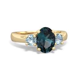 Alexandrite Three Stone Oval Trellis 14K Yellow Gold ring R4024