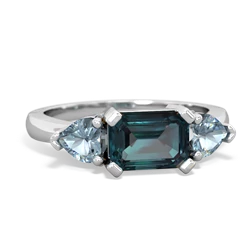 Alexandrite Three Stone 14K White Gold ring R5235