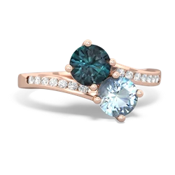 Alexandrite Channel Set Two Stone 14K Rose Gold ring R5303