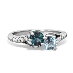 Alexandrite Infinity Pave Two Stone 14K White Gold ring R5285