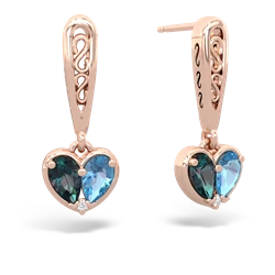 Alexandrite Filligree Heart 14K Rose Gold earrings E5070