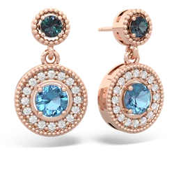 Alexandrite Halo Dangle 14K Rose Gold earrings E5319