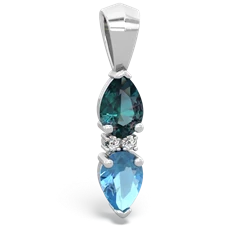 Alexandrite Bowtie Drop 14K White Gold pendant P0865