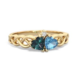 Alexandrite Heart To Heart Braid 14K Yellow Gold ring R5870