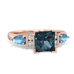 Alexandrite 6Mm Princess Eternal Embrace Engagement 14K Rose Gold ring C2002