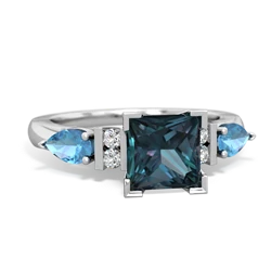 Alexandrite 6Mm Princess Eternal Embrace Engagement 14K White Gold ring C2002