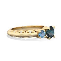 Alexandrite Art Deco Eternal Embrace Engagement 14K Yellow Gold ring C2003