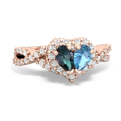 Alexandrite Diamond Twist 'One Heart' 14K Rose Gold ring R2640HRT