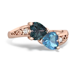 Alexandrite Snuggling Hearts 14K Rose Gold ring R2178