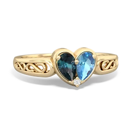 Alexandrite Filligree 'One Heart' 14K Yellow Gold ring R5070