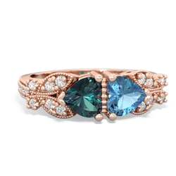 Alexandrite Diamond Butterflies 14K Rose Gold ring R5601