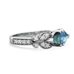 Alexandrite Diamond Butterflies 14K White Gold ring R5601