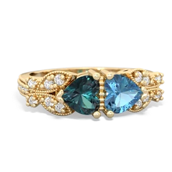 Alexandrite Diamond Butterflies 14K Yellow Gold ring R5601