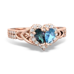 Alexandrite Celtic Knot Two Hearts As One 14K Rose Gold ring R2644HRT