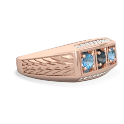 Alexandrite Three Stone Tire Tread Men's 14K Rose Gold ring R0520