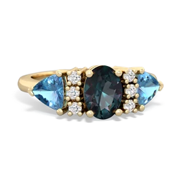 Alexandrite Antique Style Three Stone 14K Yellow Gold ring R2186