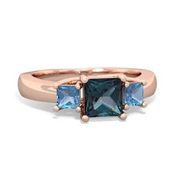 Alexandrite Three Stone Trellis 14K Rose Gold ring R4015