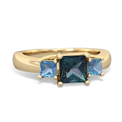 Alexandrite Three Stone Trellis 14K Yellow Gold ring R4015