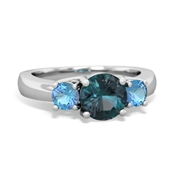 Alexandrite Three Stone Round Trellis 14K White Gold ring R4018