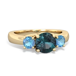 Alexandrite Three Stone Round Trellis 14K Yellow Gold ring R4018