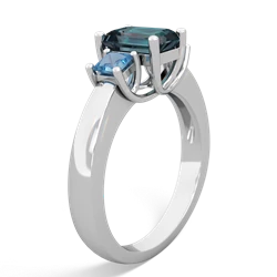 Alexandrite Three Stone Emerald-Cut Trellis 14K White Gold ring R4021