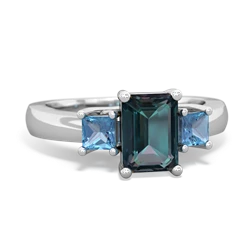 Alexandrite Three Stone Emerald-Cut Trellis 14K White Gold ring R4021