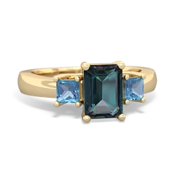 Alexandrite Three Stone Emerald-Cut Trellis 14K Yellow Gold ring R4021