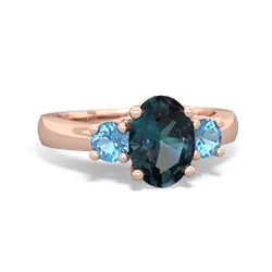 Alexandrite Three Stone Oval Trellis 14K Rose Gold ring R4024