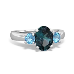 Alexandrite Three Stone Oval Trellis 14K White Gold ring R4024