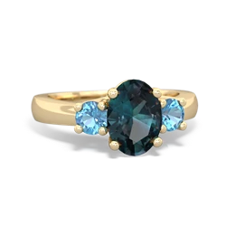 Alexandrite Three Stone Oval Trellis 14K Yellow Gold ring R4024