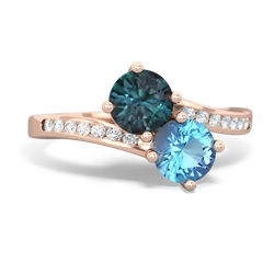 Alexandrite Channel Set Two Stone 14K Rose Gold ring R5303