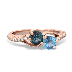 Alexandrite Infinity Pave Two Stone 14K Rose Gold ring R5285