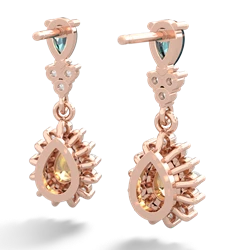 Alexandrite Halo Pear Dangle 14K Rose Gold earrings E1882