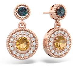 Alexandrite Halo Dangle 14K Rose Gold earrings E5319