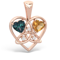 Alexandrite Celtic Trinity Heart 14K Rose Gold pendant P5331