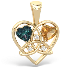 Alexandrite Celtic Trinity Heart 14K Yellow Gold pendant P5331