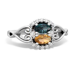 Alexandrite Love Nest 14K White Gold ring R5860