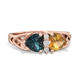 Alexandrite Celtic Knot Double Heart 14K Rose Gold ring R5040