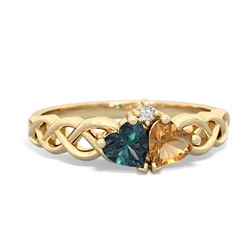 Alexandrite Heart To Heart Braid 14K Yellow Gold ring R5870