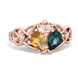 Alexandrite 'One Heart' Celtic Knot Claddagh 14K Rose Gold ring R5322