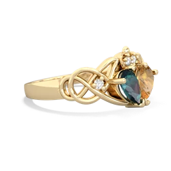 Alexandrite 'One Heart' Celtic Knot Claddagh 14K Yellow Gold ring R5322