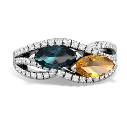 Alexandrite Diamond Rivers 14K White Gold ring R3070