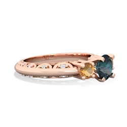 Alexandrite Art Deco Eternal Embrace Engagement 14K Rose Gold ring C2003